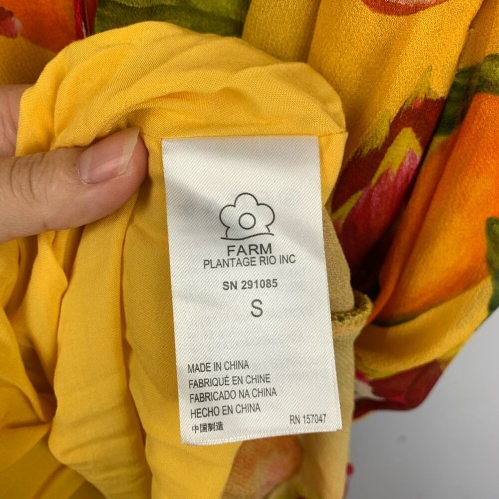 Farm Rio size small fruit lovers Yellow Floral Maxi Dress dragon fruit tropical - Picture 13 of 16